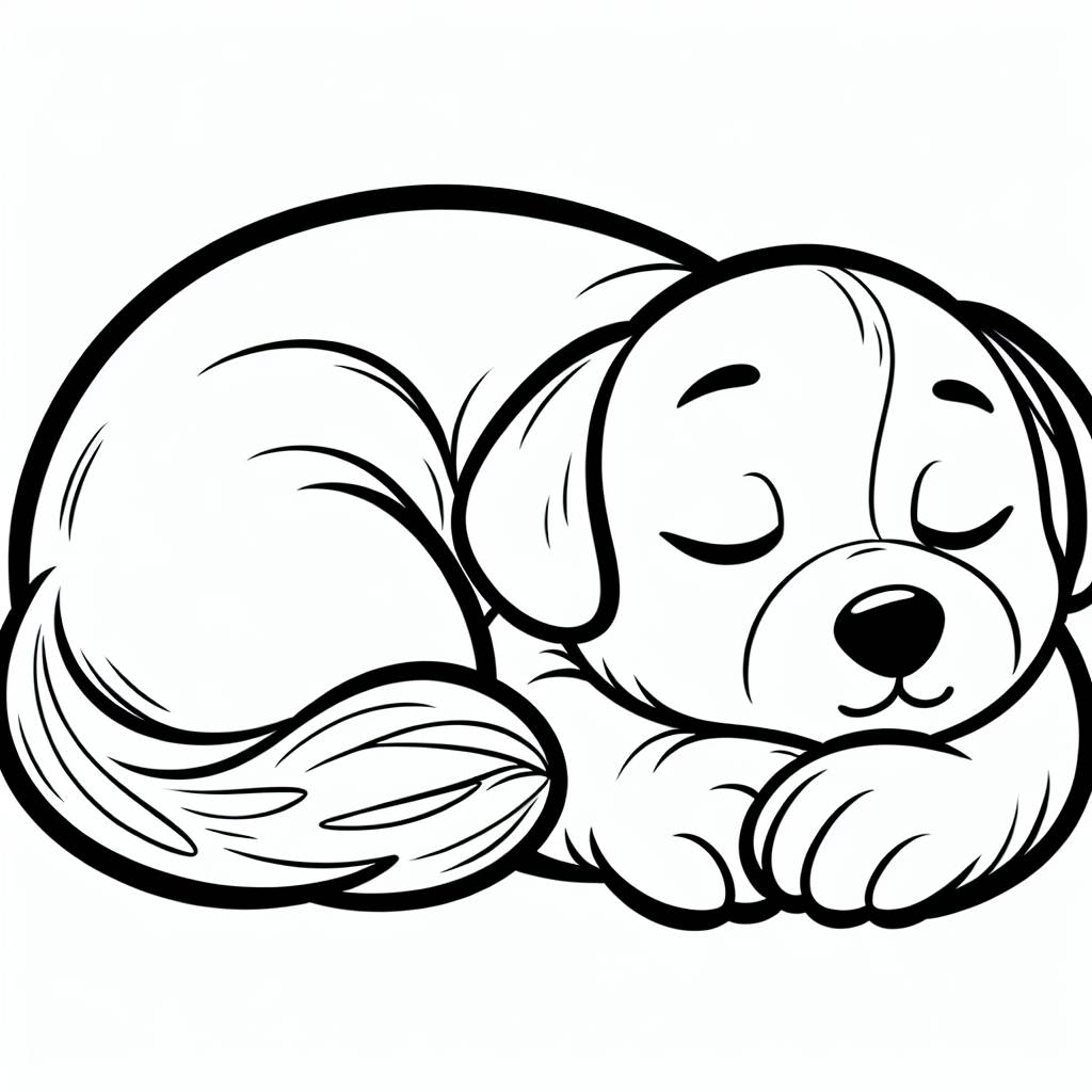 Snuggly sleeping puppy / Coloring Page / Learning Corner